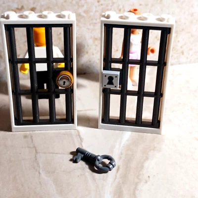 New LEGO Jail Cell Doors Barred Locks Free Skeleton Key Bars Steel Sheriff West - Image 1 of 2