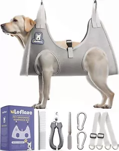 XL Grey Dog Grooming Hammock Nail Trimming Sling Includes Clipper & Trimmer - Picture 1 of 7