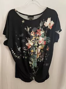 I Jeans by Buffalo Shirt Damen XL schwarz Blumenmuster vorne hinten unten Knoten neu - Bild 1 von 8