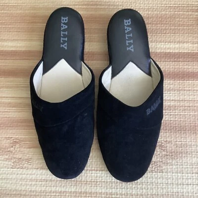 Bally Suede Black Travel House Slippers Size 6 Run Small SEE PICS Made in Italy - Image 1 of 4