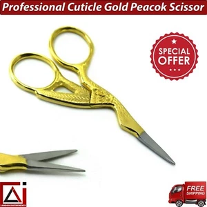 Eye Brow Cuticle Nail Small Embroidery Fancy Scissors Swan Shape Gold Color New - Picture 1 of 5