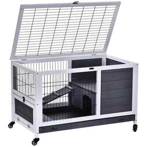Wooden Rabbit Hutch Portable Indoor Guinea Pigs House Bunny Small Animal - Picture 1 of 11