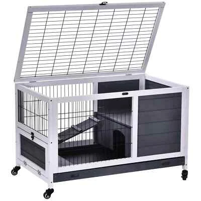 Wooden Rabbit Hutch Portable Indoor Guinea Pigs House Bunny Small Animal - Image 1 of 4