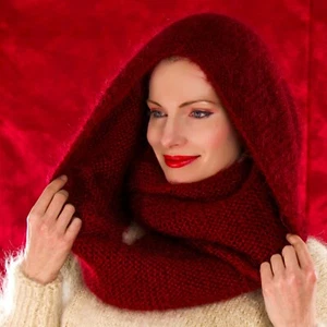 Infinity mohair scarf round shawl hand knit fuzzy wool neck warmer SUPERTANYA - Picture 1 of 40