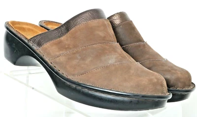Zuecos de mula informales de gamuza marrón Noat con puntera dividida zapatos para mujer 10 Foto 1 de 4
