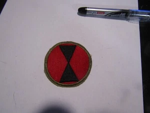 ORIGINAL MILITARY PATCH SEW ON WW2 ERA NO GLOW US ARMY 7TH INFANTRY DIV LIGHT - Picture 1 of 2