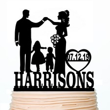 Family Wedding Cake Topper Personalised Boys Girls Kids Anniversary Gift Decor