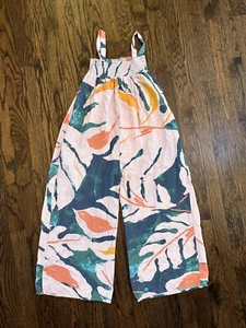 MAAJI Girls Smocked Romper in Green and Orange Palm Leaves Size 8 - Picture 1 of 3