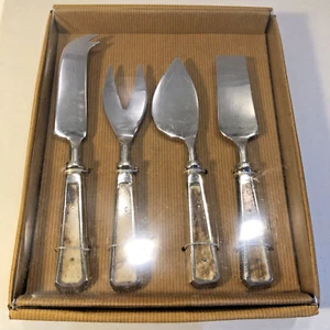 Cheese Serving Set 4 Pieces with Inlaid Bone Handles - Picture 1 of 6