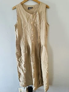 Eileen fisher linen sleeveless button front pleated dress Sz 2 - Picture 1 of 6