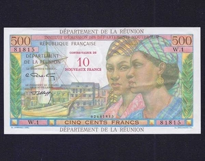 REUNION ISLAND 500 FRANCS 1967 10 NOUVEAUX FRANCS on 500 FRANCS P-54 EF - Picture 1 of 2