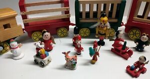Vintage Christmas Wooden Toy Train