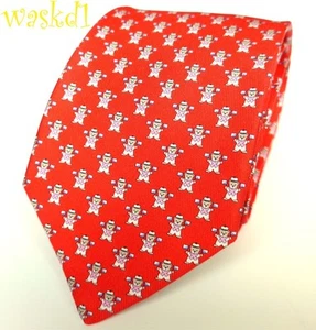 SALVATORE FERRAGAMO red SAILOR BEARS with Signal Flags silk MENS tie NWT Authent - Picture 1 of 3