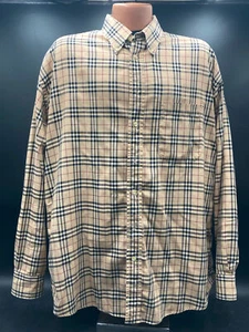 Burberry Men's Brit Plaid Nova Check Cotton Long Sleeve Button-Up Shirt, XL - Picture 1 of 11