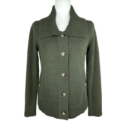 Cárdigan suéter tejido Pendleton para mujer con cuello verde abotonado Y2K S/C36 Foto 1 de 4