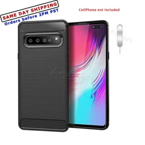 Shatterproof Carbon Fiber Soft TPU Cover Case for Samsung Galaxy S10 5G SM-G977U - Picture 1 of 4