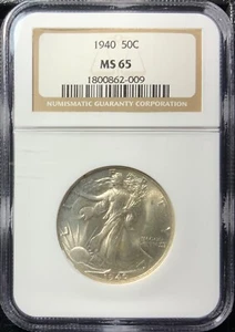 1940 MS65 NGC 50C Silver Walking Liberty Half PQ BLAST WHITE LUSTER - Picture 1 of 2