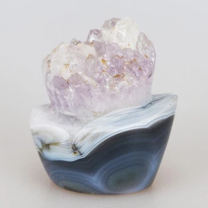 357g 3.4" Geode Agate Crystal Carved Money Yuan Bao Wealth Luck Fengshui Healing - Picture 1 of 8