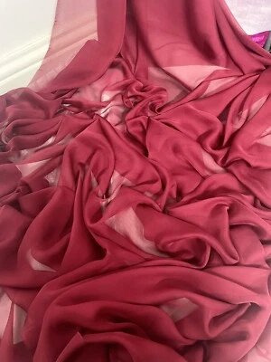 1 METER MAROON SOFT CATIONIC CHIFFON 100% POLYESTER FABRIC 58” WIDE - Image 1 of 4