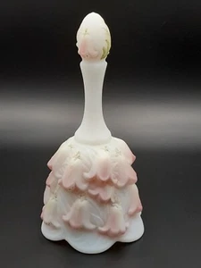 FENTON 95th Anniversary Satin Milk Glass Lily of the Valley RIPPETO Signed Bell - Picture 1 of 10