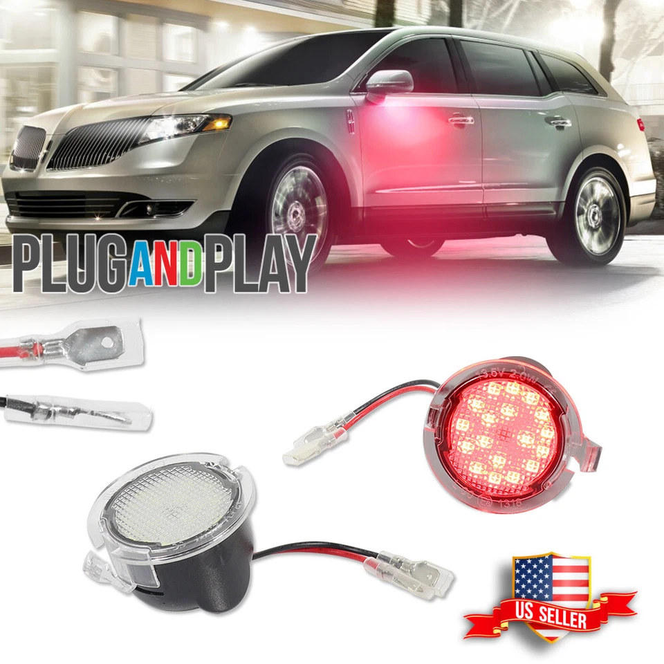 Luz de charco de espejo lateral LED roja para Ford F-150 Explorer Expedition Edge Taurus Foto 1 de 4