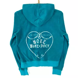 Y2K Juicy Couture Women's Sweatshirt Hoodie XL Blue Full Zip Terry Cloth - Picture 1 of 5