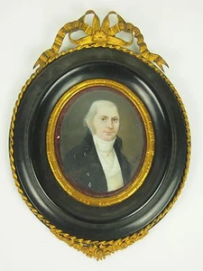 PORTRAIT OF MAN. MINIATURE. OIL PAINTING. EMPIRE STYLE. FRANCE. XIX CENTURY - Picture 1 of 1