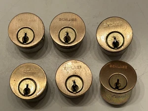 6 Stück - Vintage Schlage Messing Einsteck Zylinderschlösser ohne Schlüssel - sehr selten - Bild 1 von 12