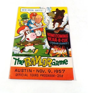 1957 Baylor at Texas College Football Program 11-9-57 John Chase Art - Picture 1 of 2