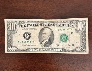 1988A $10 Atlanta Federal Reserve Note Error Off Center - Picture 1 of 2