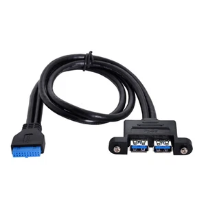 USB 3.0 Front Panel Header 19/20Pin 1 Male to 2 USB 3.0 Female Panel Port Extens - Picture 1 of 12