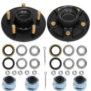 2000lb Trailer Axle Hub Kit 5 Lug 4.5" for 1" Spindle - 2 Sets - Picture 1 of 8