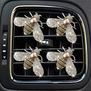 Bling Bee Air Vent Clips, 4 Pcs Crystal Car Air Fresheners Vent Clips Car Diffus - Picture 1 of 12