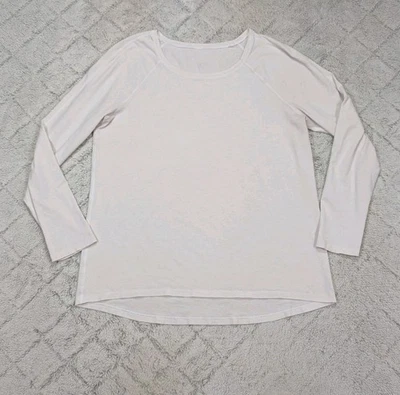 Camisa Lululemon Mujer 8 Blanco Esmeralda Manga Larga Algodón Pima Claro Foto 1 de 4