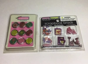 Flower Heart Round Theme Scrapbook Brads Unused 2 Packs - Picture 1 of 17