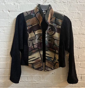 Vintage Treadle Design Room Damen Gobelin Southwestern Jacke braun schwarz Gr. M - Bild 1 von 6
