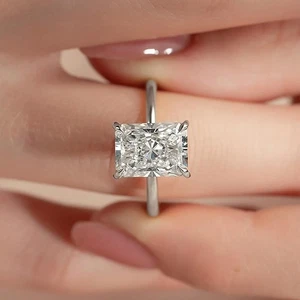 Anelli rettangolari da donna in argento sterling 925 con zirconi solitario regalo matrimonio - Foto 1 di 12