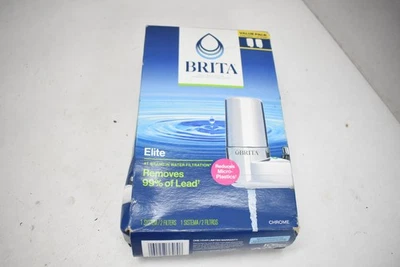 Brita Elite Faucet Mount Water Filter Tap Chrome 2 Filters Value Pack 99% Lead - Image 1 of 4