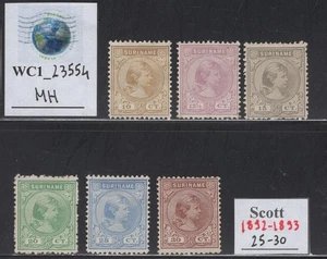 WC1_23554.NETHER. SURINAME. Valuable 1892-1893 QUEEN WILHELMINA set.Sc.25-30.MNG - Picture 1 of 1