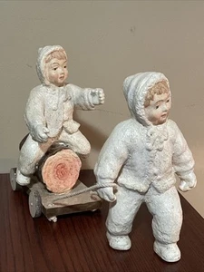 Bethany Lowe Vintage Christmas Child On Log Pulled By Child - Picture 1 of 21