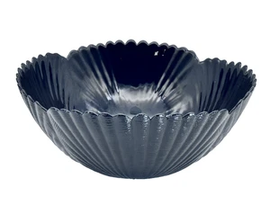 ARCOROC Black Glass Serving Bowl 10” Scalloped Rim FRANCE Vintage - Picture 1 of 8