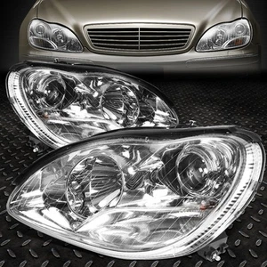FOR 2000-2006 MERCEDES S-CLASS W220 PAIR CHROME HOUSING PROJECTOR HEADLIGHTS SET - Picture 1 of 9