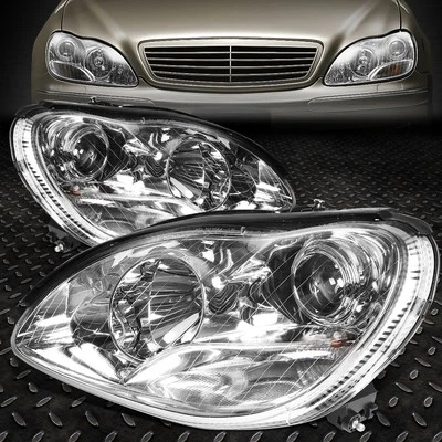 FOR 2000-2006 MERCEDES S-CLASS W220 PAIR CHROME HOUSING PROJECTOR HEADLIGHTS SET - Image 1 of 4