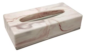 Vintage Pink Marble Acrylic Tissue Kleenex Holder Cover Rectangle With Base 10" - Picture 1 of 12