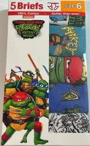 Teenage Mutant Ninja Turtles 5 Pack Boys Briefs Underwear Size 6 100% Cotton NEW - Picture 1 of 2