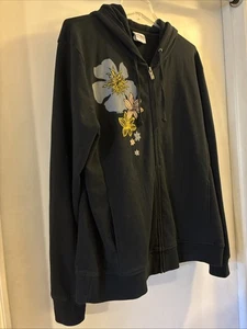 Crazy Shirts Felpa con Cappuccio Grafica Donna XL Nera Floreale Hawaii Originale - Foto 1 di 9