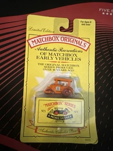 Matchbox Originals #1 Orange Road Roller 34370 1991 sellado en tarjeta - Imagen 1 de 4