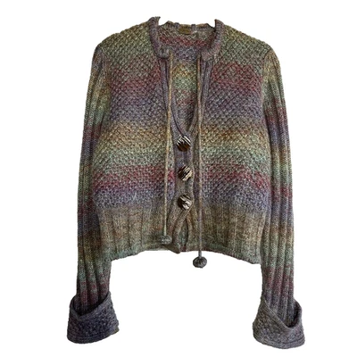 Cárdigan tejido multicolor marca One Girl Who Anthropologie talla mediana grueso Foto 1 de 4