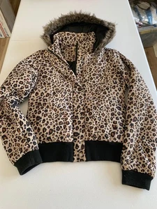 Volcom Hoodie Womens Leopard Multicolor Zip Faux Fur Lined Free Shipping - Picture 1 of 8
