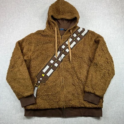 Star Wars Chewbacca Fuzzy Sherpa Sudadera con Capucha Para Hombres XXL Cremallera Completa Marrón Juegos con disfraces Pesada Foto 1 de 4